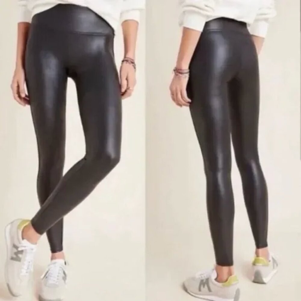 SPANX Faux Leather‎ High Rise Black Leggings Size Small Label Removed